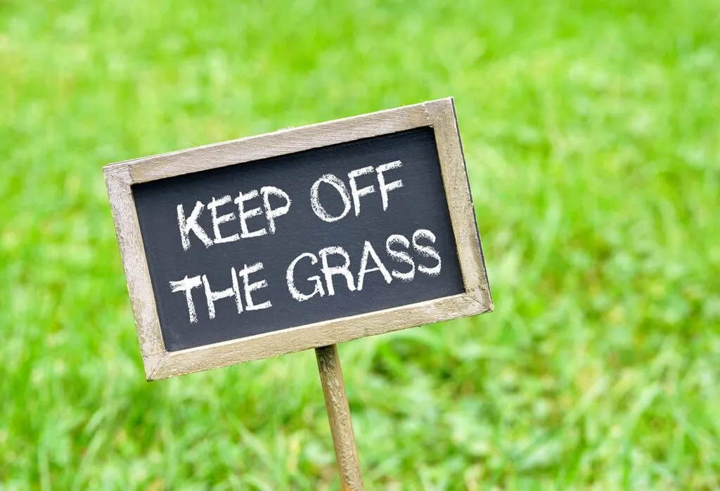 lawn care tip in the winter - stay off the grass - O'Fallon Illinois